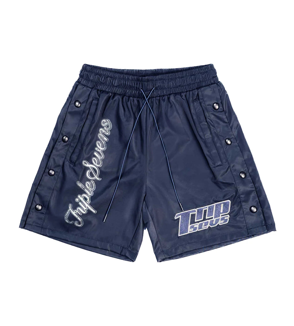 Triple Sevens Nylon Button Up And Nylon Shorts Navy