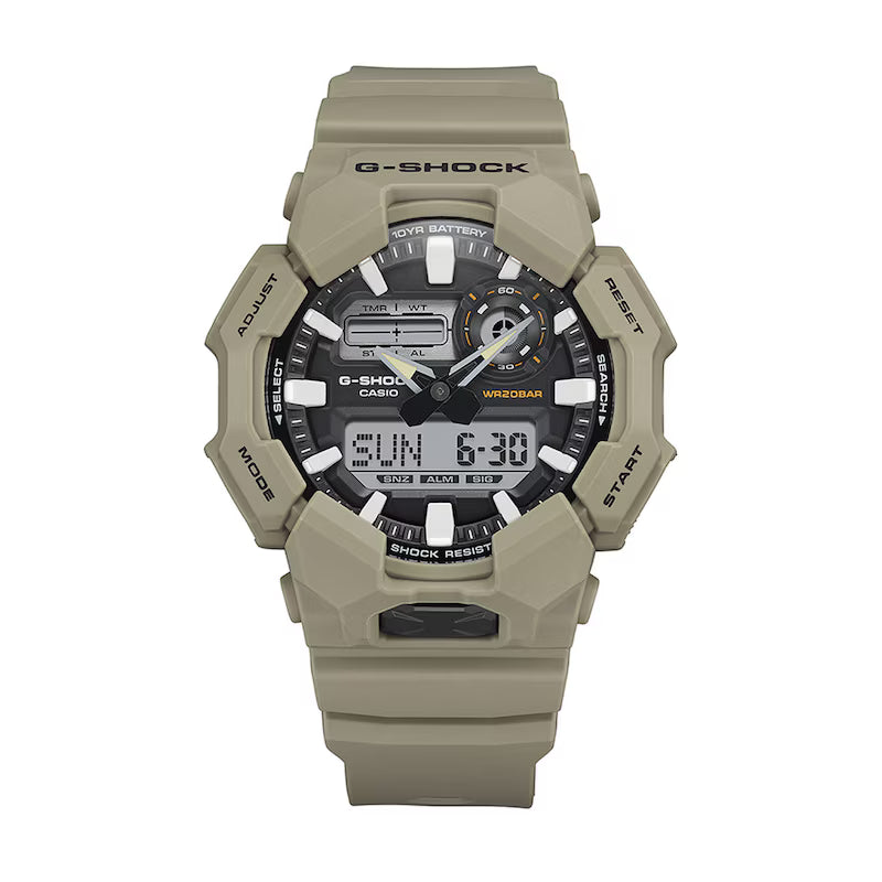 Men's Casio G-Shock Analog Digital Tan Resin Strap Watch with Black Dial (Model: GA010-5A)