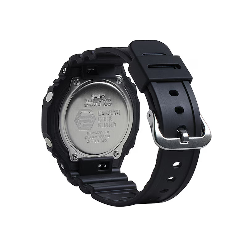 Men's Casio G-Shock Icon Analog-Digital Black Resin Strap Watch with Black Dial (Model: GA2100-1A)