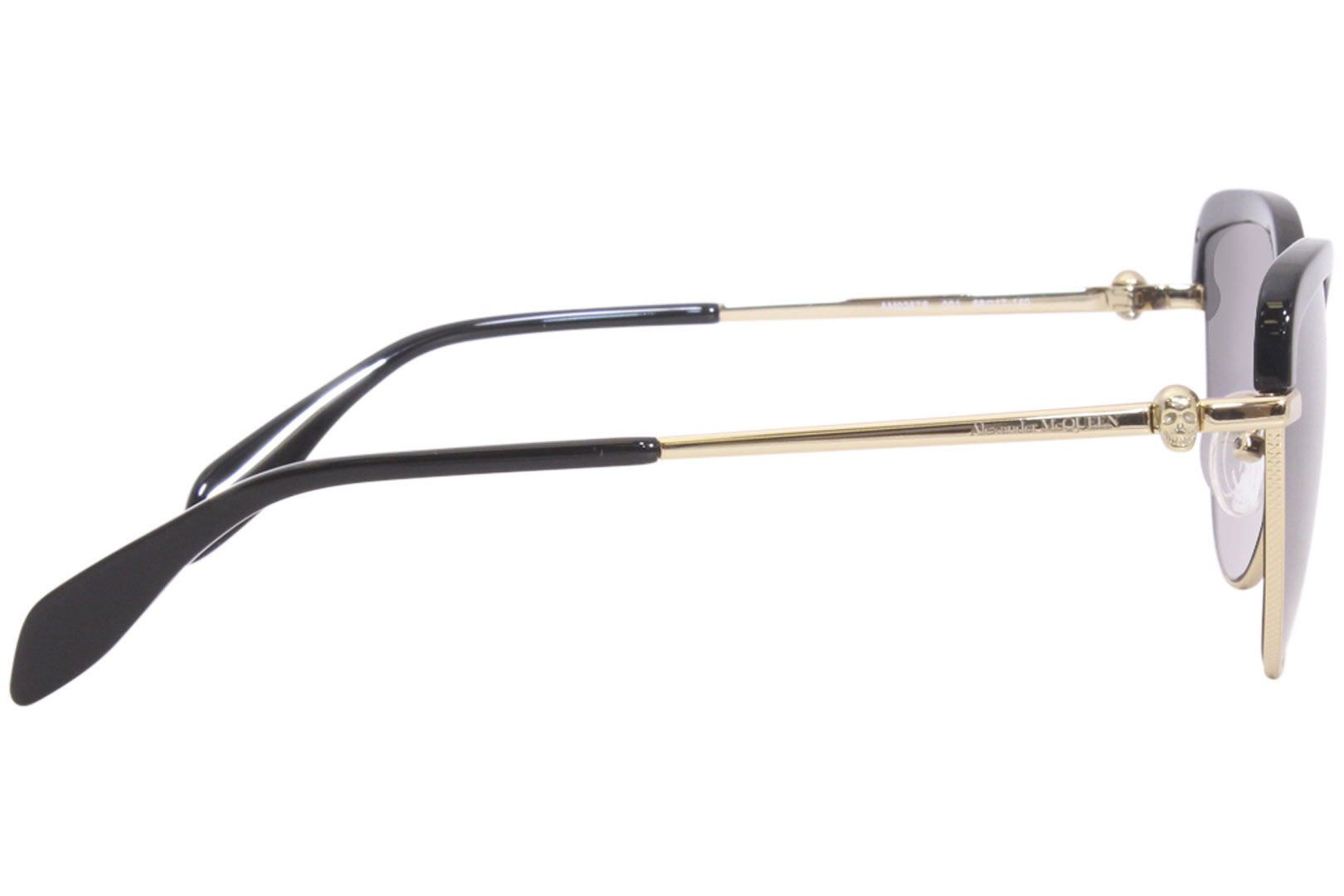 Alexander McQueen BLACK REGTANGLE SUNGLASSES WITH GOLD TRIM