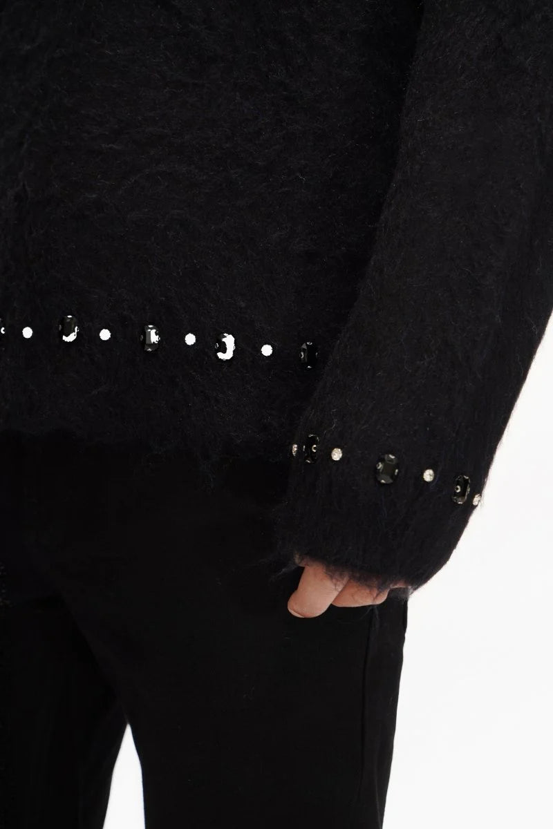 Arranged Blue Mohair Crewneck