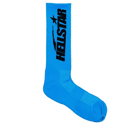 Hellstar Logo Socks Neon Blue