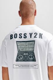BOSS - Cotton-jersey oversized-fit T-shirt with seasonal artwork - White