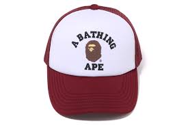 BAPE College Mesh Cap Burgundy