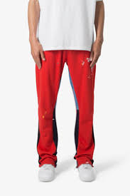 mnml Men's Contrast Bootcut Sweatpants- RED