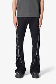 Men's D519 Black Zipper Flare Denim