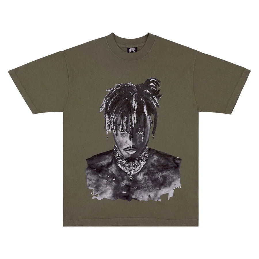 Revenge X Juice Wrld Graphite Portrait Tee Army Green