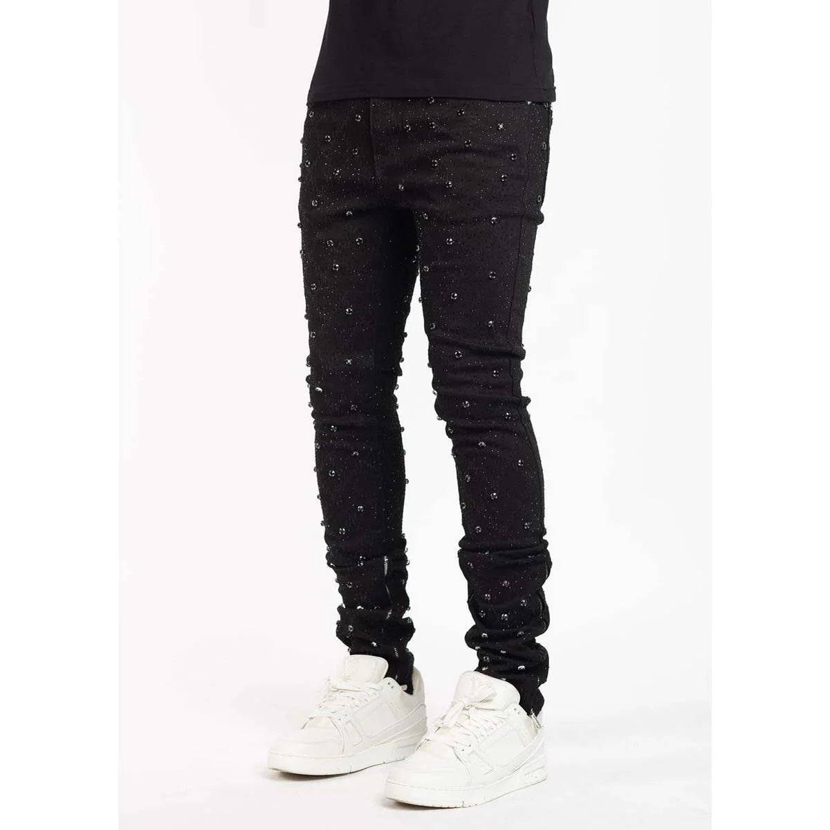 GUAPI all black embellished denim