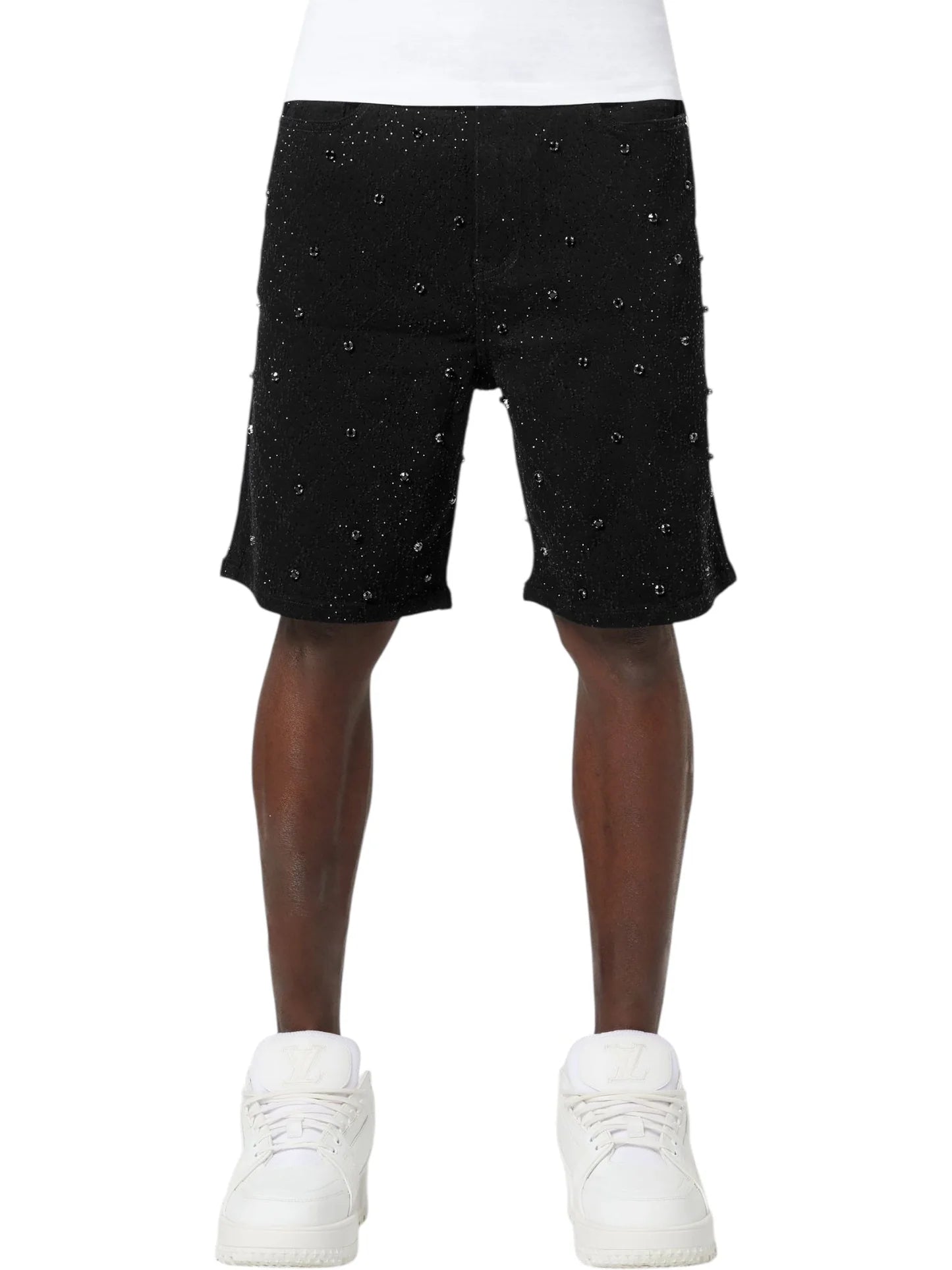 Guapi All Black Embellished Denim Shorts
