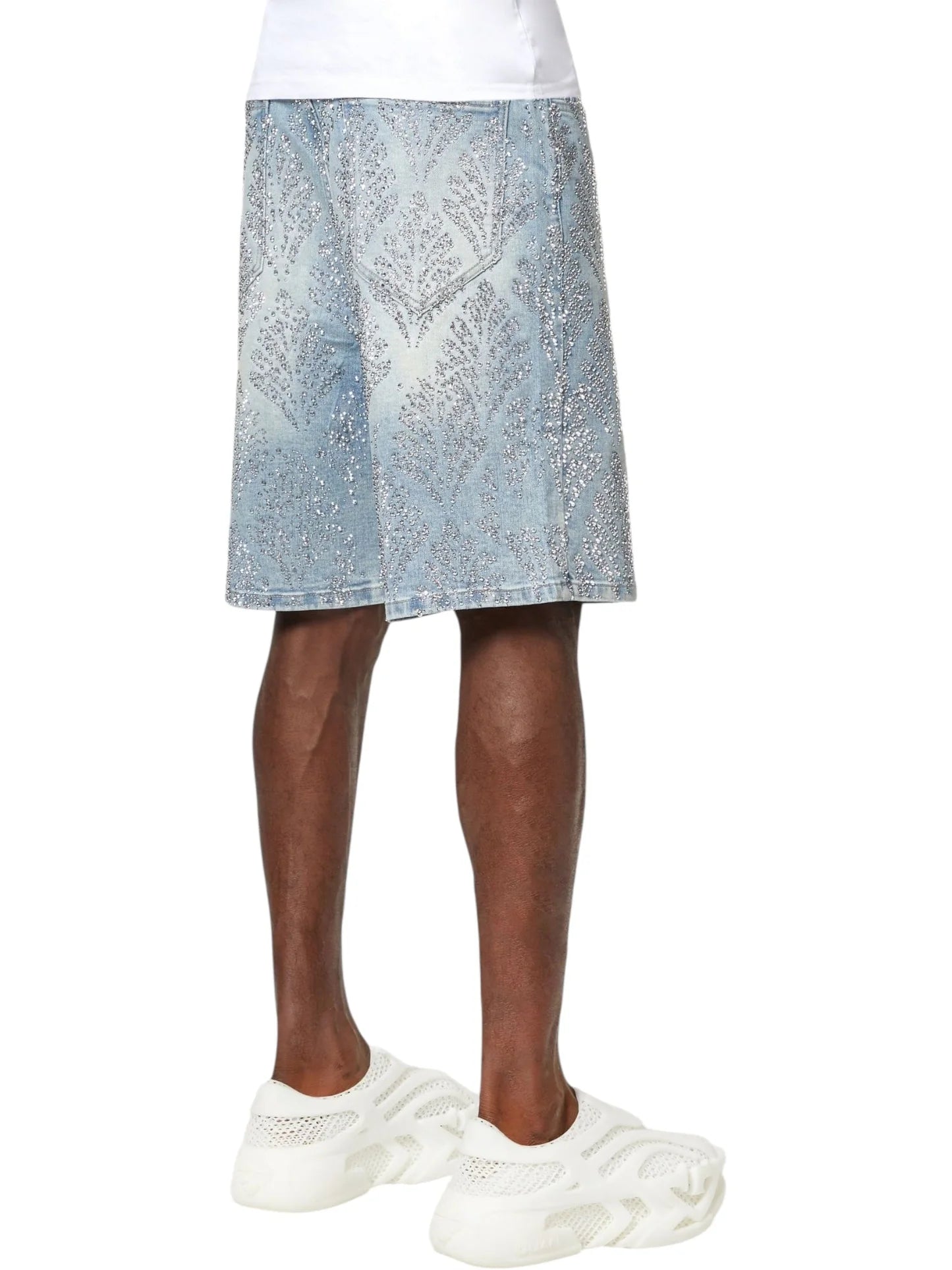 Guapi Aqua Blue Embellished Denim Shorts V2