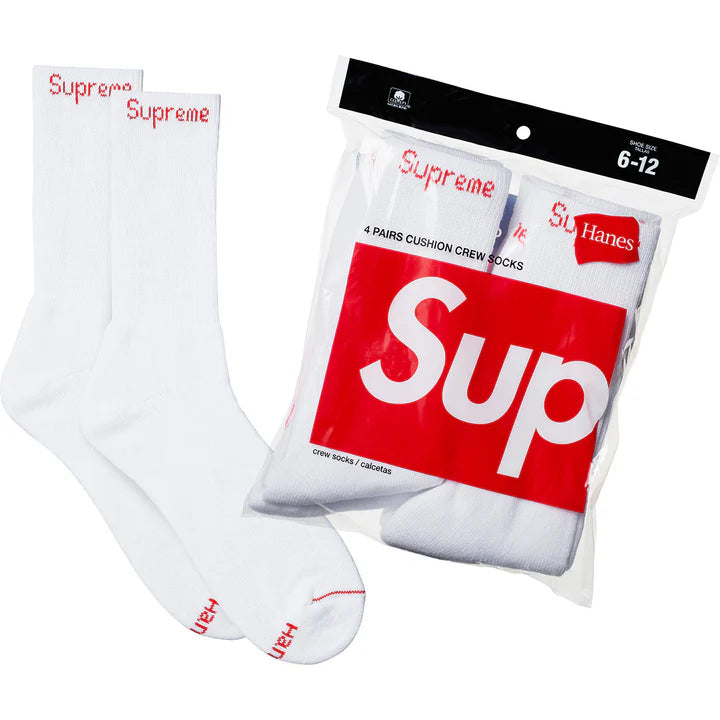 supreme crew socks white (1 PAIR)
