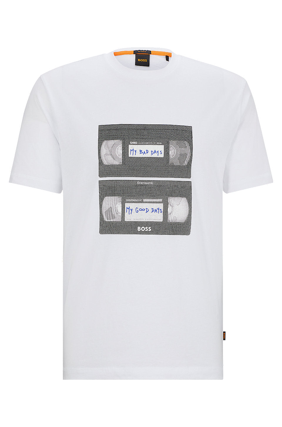 BOSS - Cotton-jersey T-shirt with music-inspired print - White
