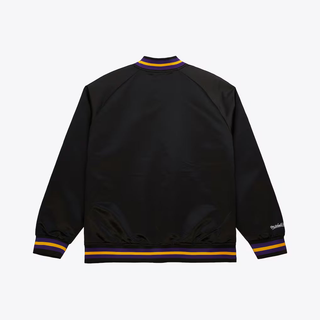Los Angeles Lakers Black Vintage Lightweight Satin Full-Snap Jacket