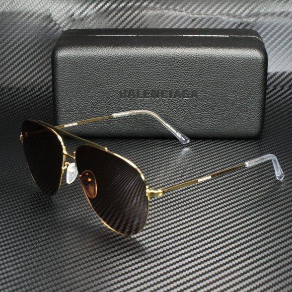 Balenciaga Unisex Gold and Brown Sunglasses