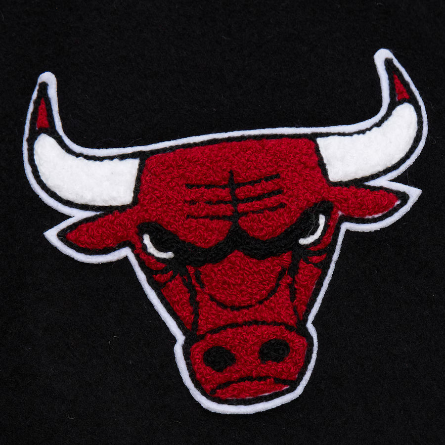 Men's Chicago Bulls Black Out Collection Vintage Logo Full-Snap Varsity Jacket