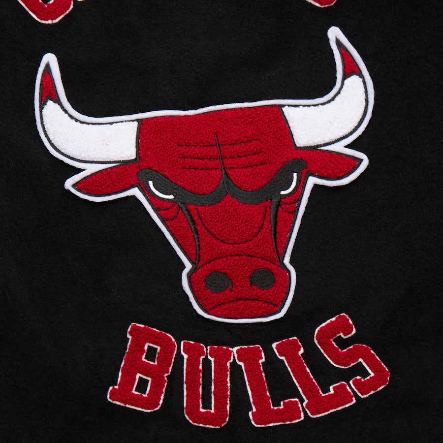 Men's Chicago Bulls Black Out Collection Vintage Logo Full-Snap Varsity Jacket