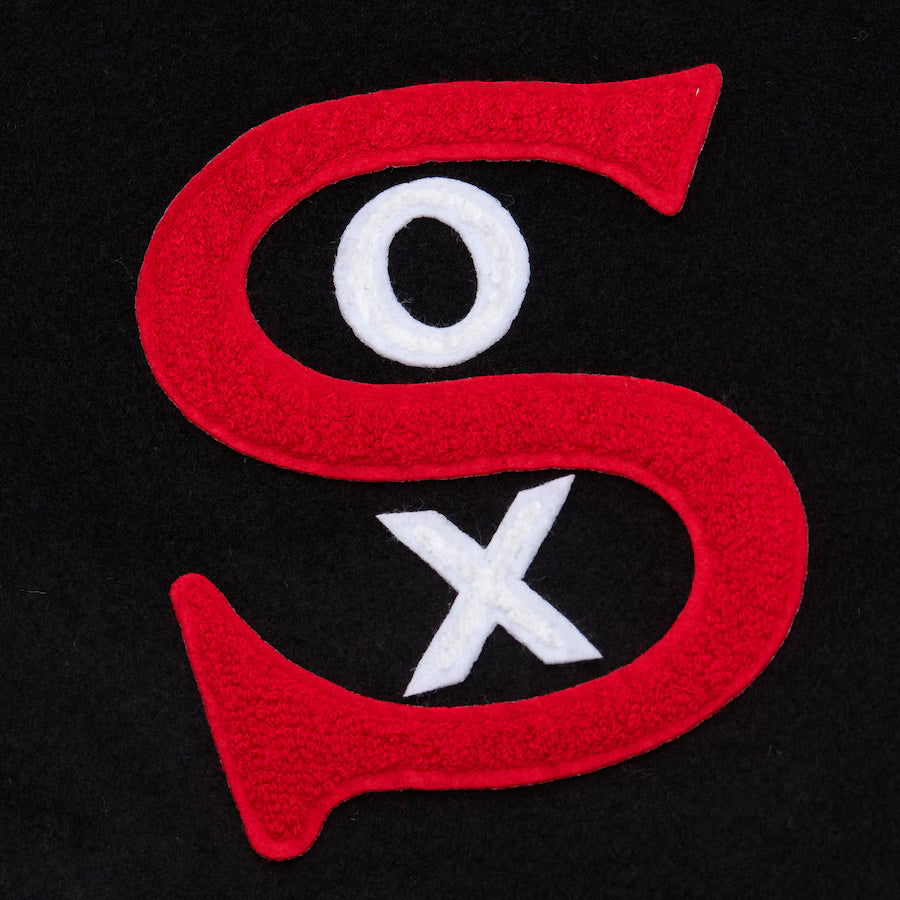 Men's Chicago White Sox Black Out Collection Vintage Logo Full-Snap Varsity Jacket