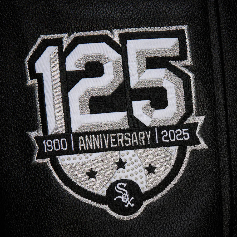 Men's Chicago White Sox Black Out Collection Vintage Logo Full-Snap Varsity Jacket