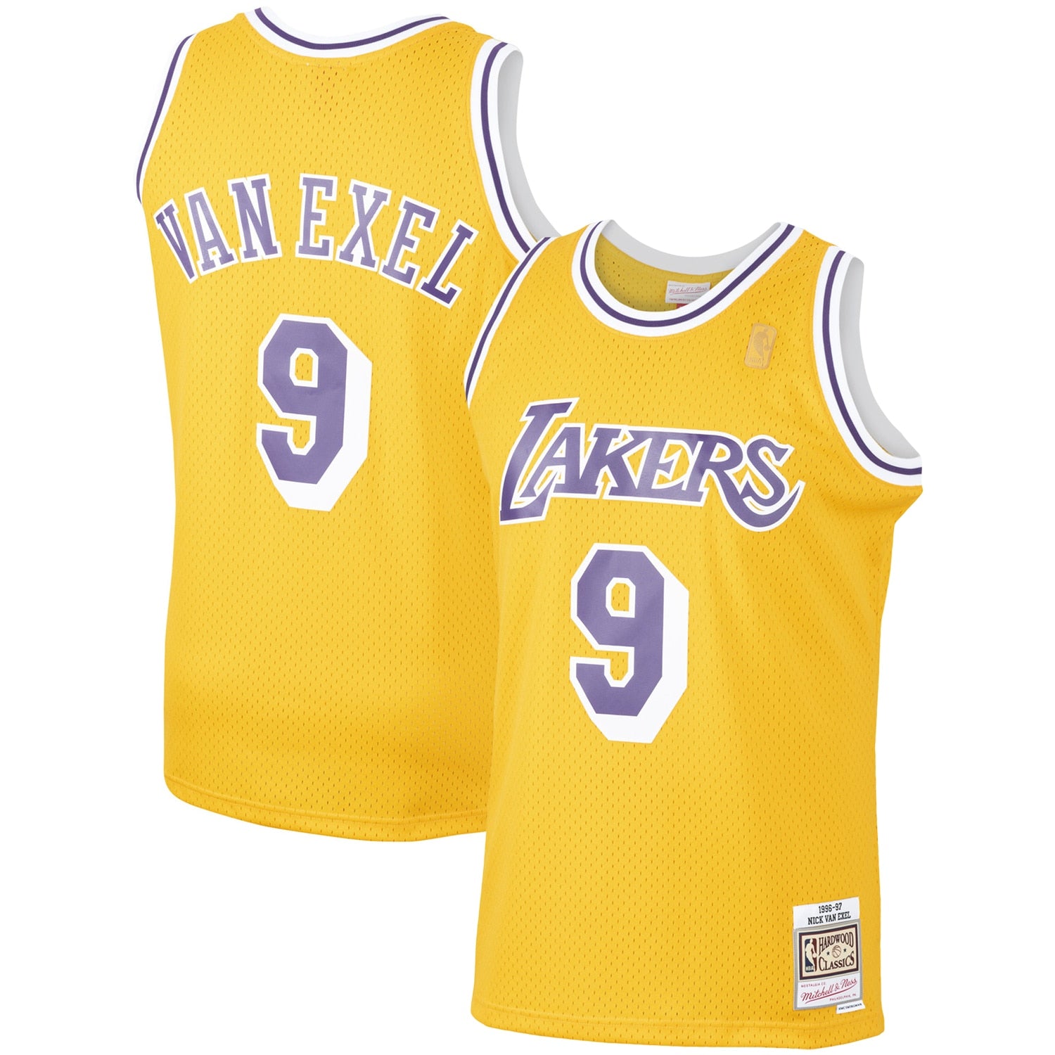 Men’s Mitchell & Ness Nick Van Exel Gold Los Angeles Lakers 1996-97 Hardwood Classics Swingman Player Jersey