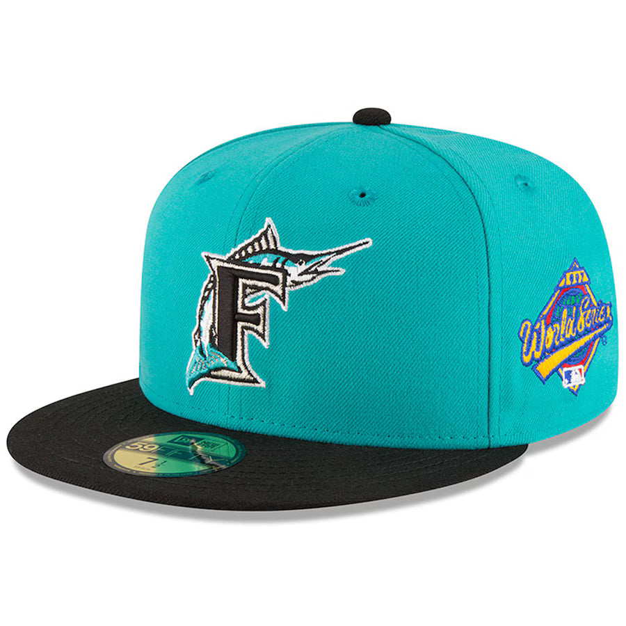 Men's Florida Marlins New Era Aqua World Series Wool