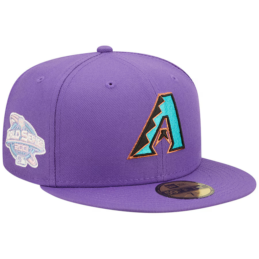 Men's Arizona Diamondbacks New Era Purple Pop Sweatband Undervisor 2001 MLB World Series Cooperstown
