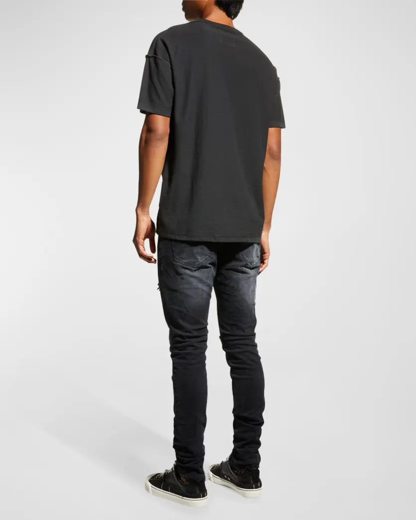 Purple brand mens p002 black repair slim jean