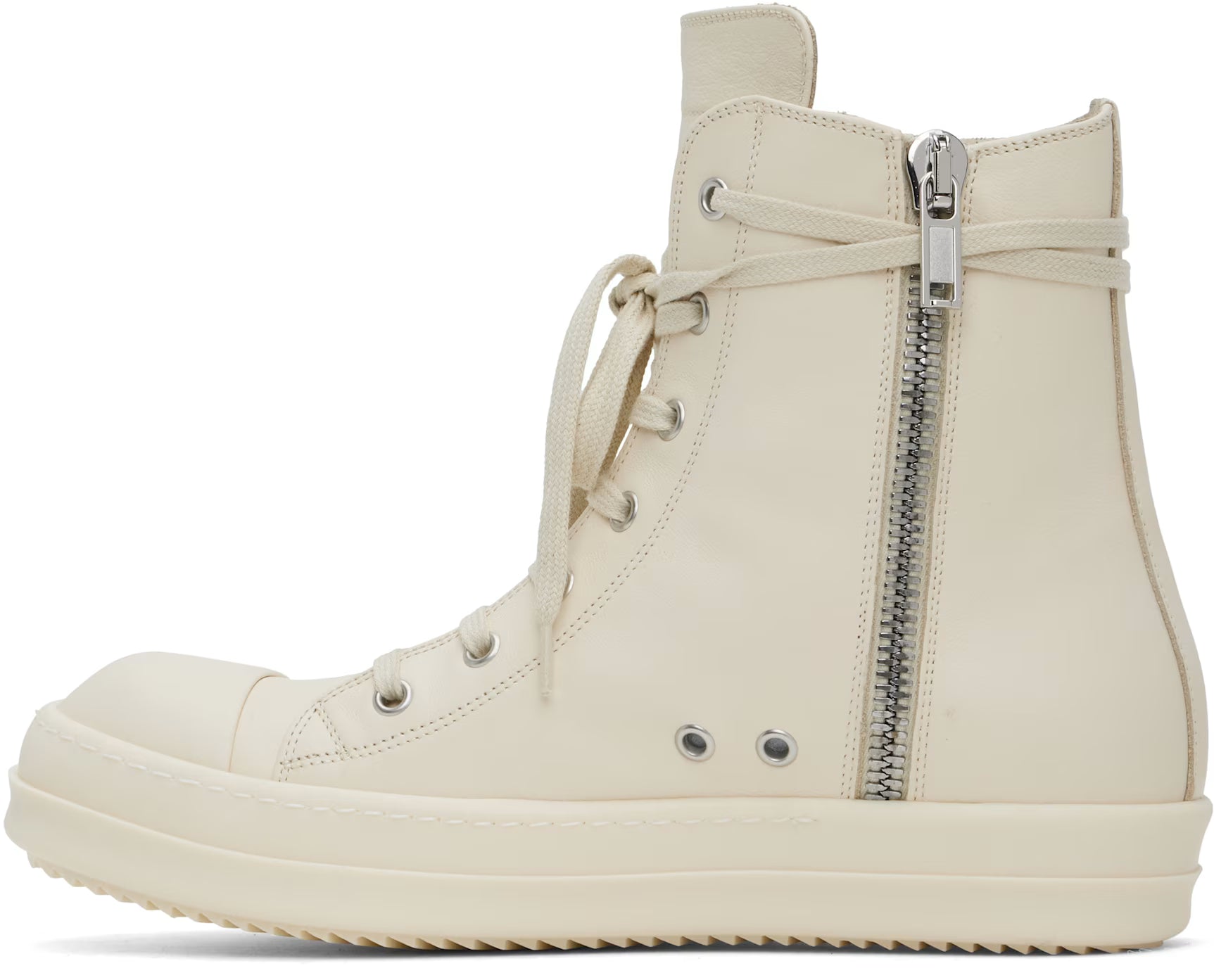 Rick Owens Leather High-Top Sneaker MILK