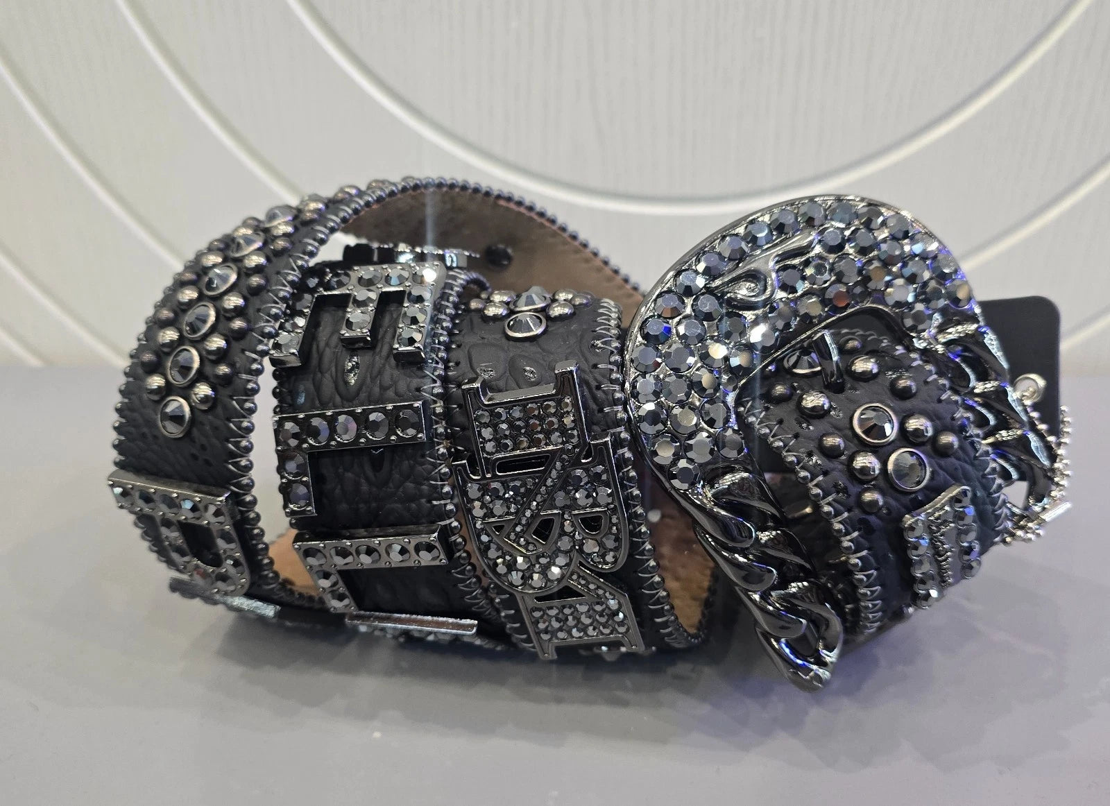 PELLE PELLE X BB SIMON LIMITED EDITION BLACK-CLEAR HEMATITE BELT