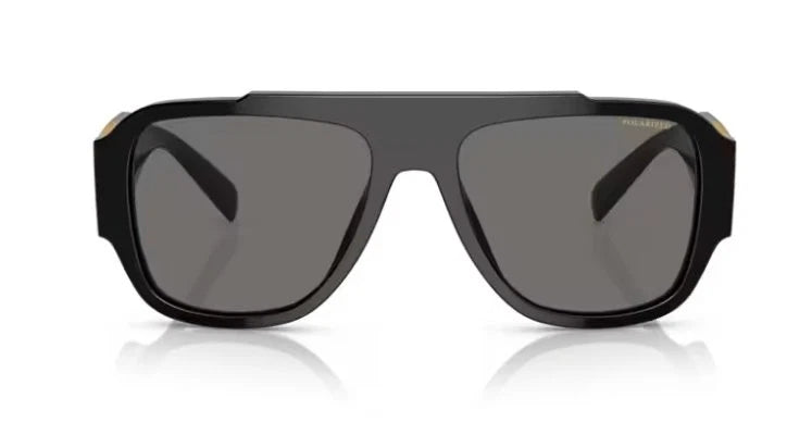 Versace GB1/81 Black Plastic Pillow Sunglasses Grey Polarized Lens