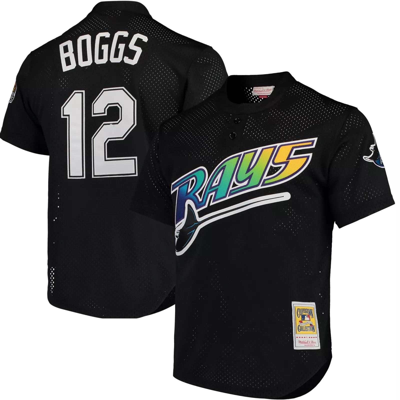 Men's Mitchell & Ness Wade Boggs Black Tampa Bay Rays