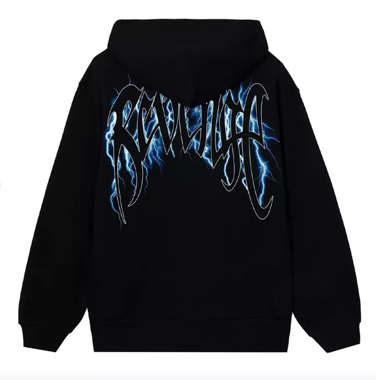 Revenge Blue Lightning Arch Logo Black Hoodie