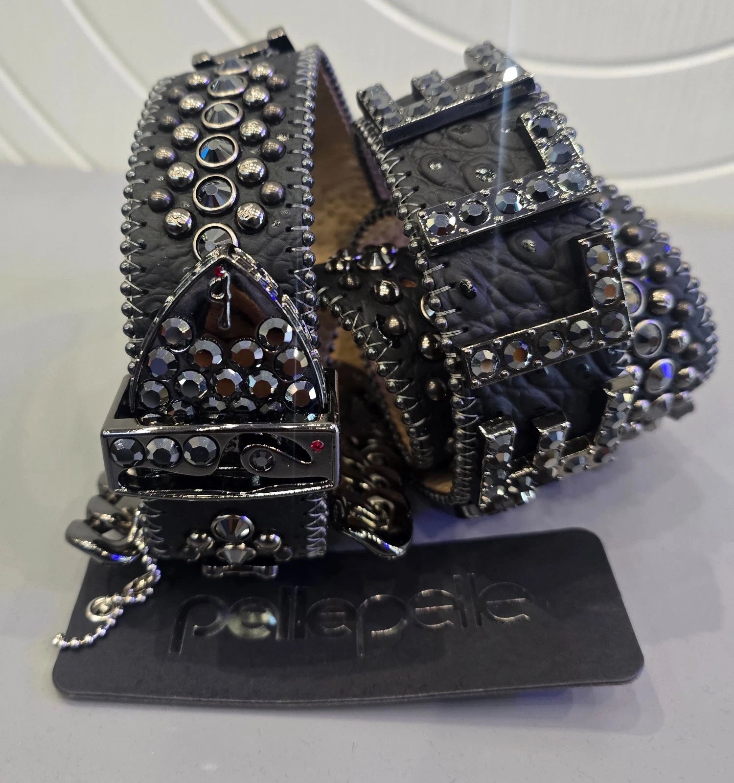 PELLE PELLE X BB SIMON LIMITED EDITION BLACK-CLEAR HEMATITE BELT