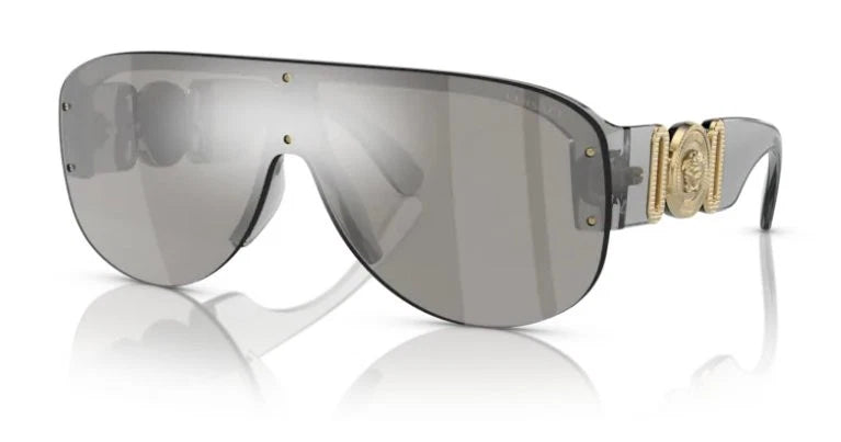 Versace VE 4391 311/6G Transparent Grey Plastic Shield Sunglasses Grey