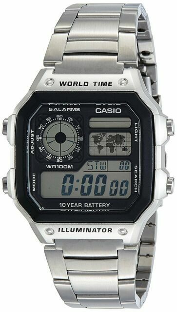 Casio AE-1200WHD-1A Digital Quartz Men's Watch - Silver