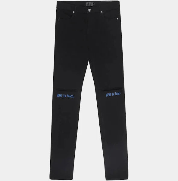 RTA Bryant Black-Blue Rest in Peace RIP Jeans
