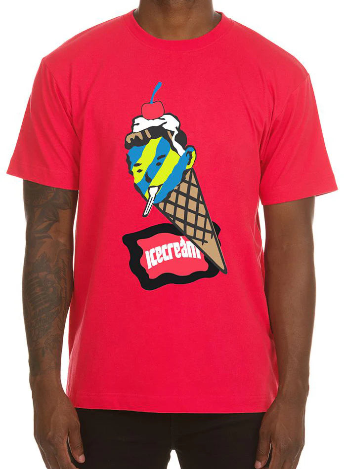 Icecream Cone Man SS Tee-Neon Red