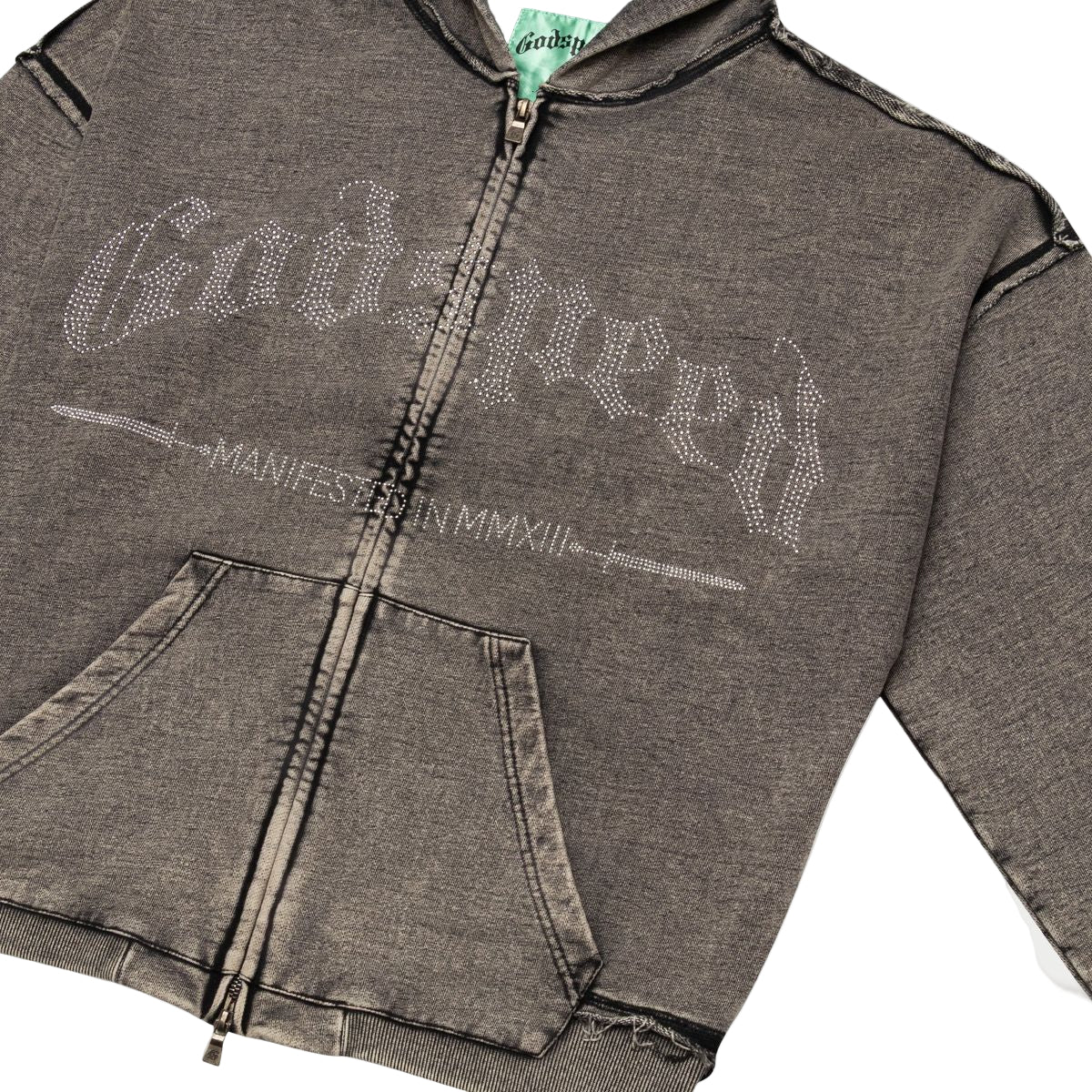 Studded Og Logo Hoodie - GREY WASH