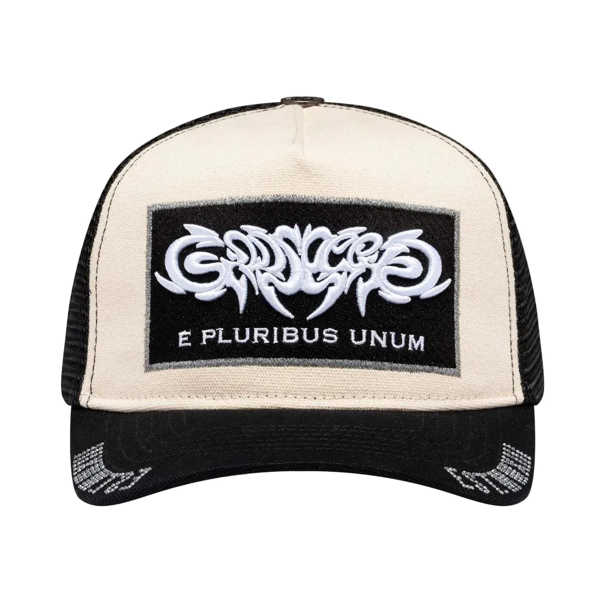 GODSPEED GS E PLURIBUS TRUCKER HAT WHITE/BLACK