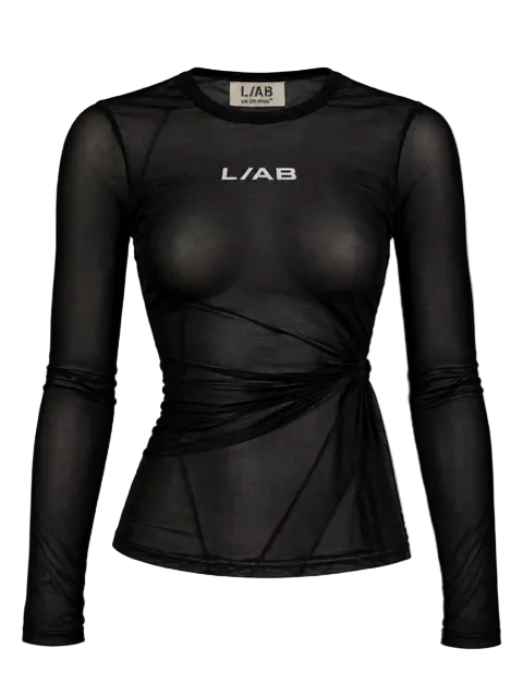L/AB Fitted Mesh Knit Long-Sleeve Top 'BLACK'