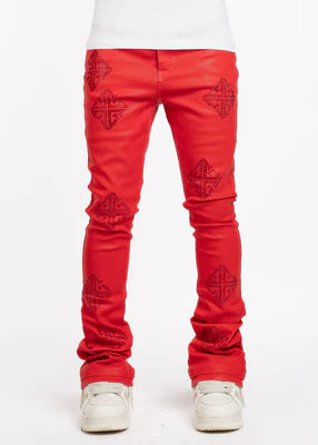 guapi Crimson Red Icon Embellished Denim