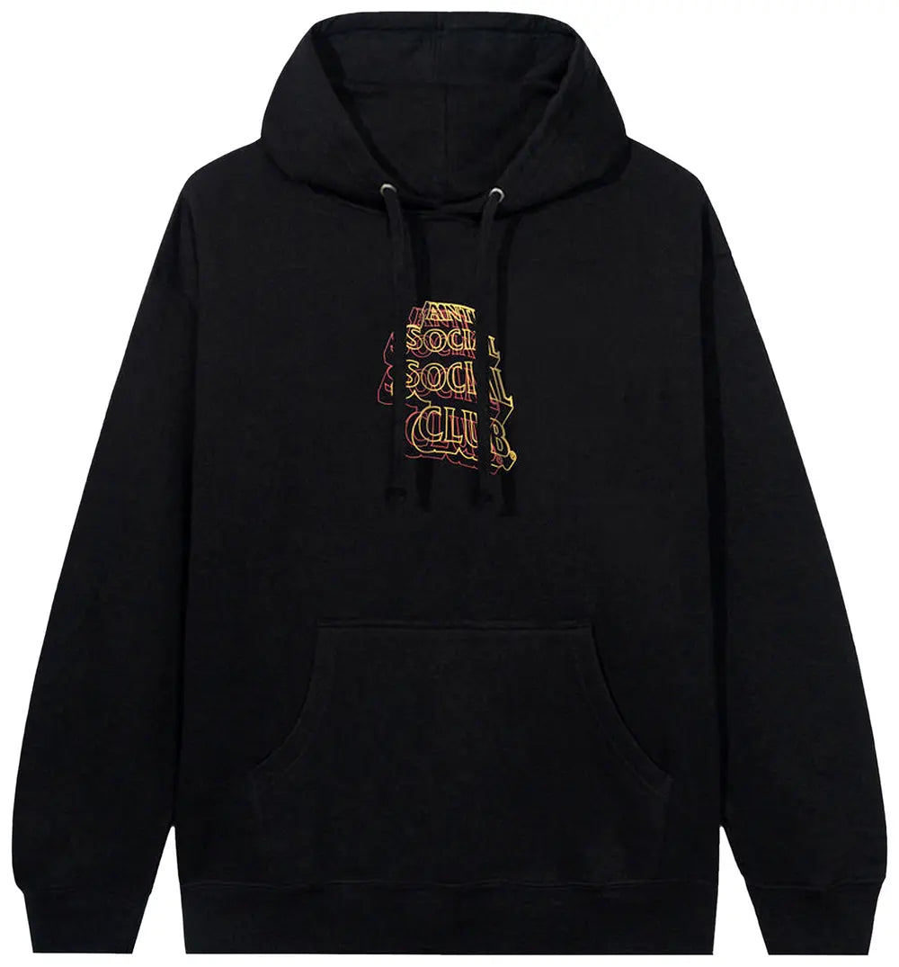 Anti Social Social Club Neon Lights And A Lot Of Rain Hoodie 'Black'
