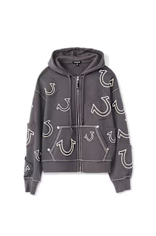 horseshoe big t boxy zip hoodie 'STEEL'