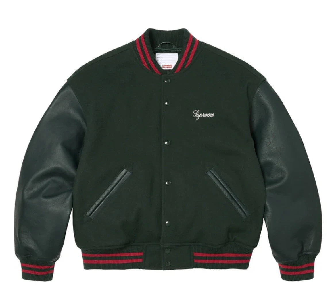 Supreme Cross Varsity Jacket Dark Green