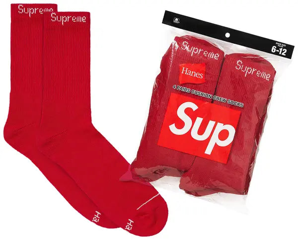 supreme crew SOCKS  (1 PAIR) RED