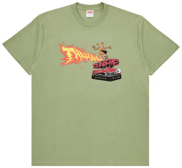 Supreme x Thrasher Back Tail Tee 'Light Olive'
