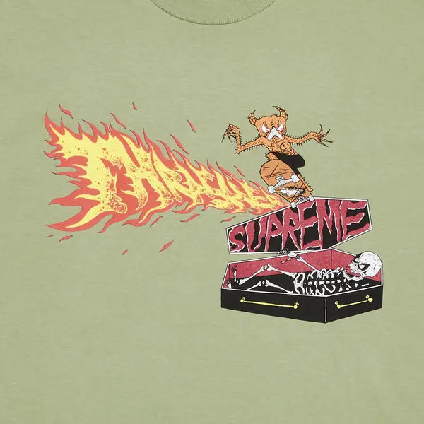 Supreme x Thrasher Back Tail Tee 'Light Olive'