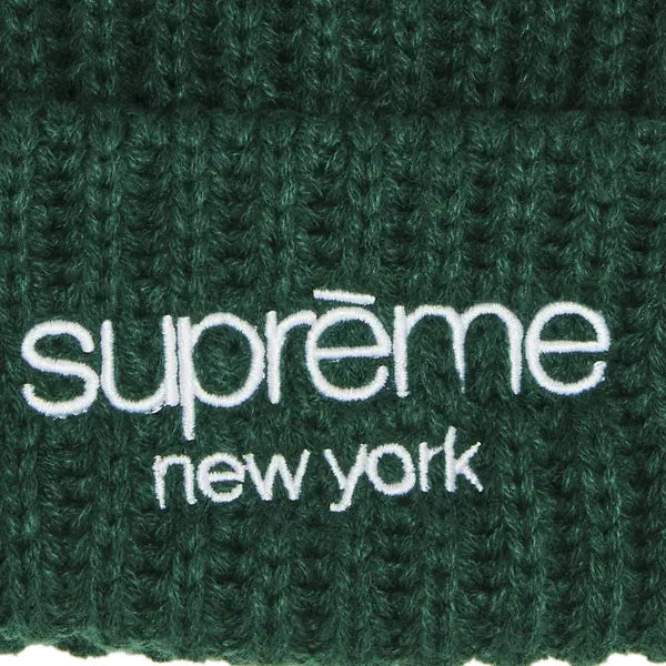 Supreme Classic Logo Chunky Ribbed Beanie (FW24) Dark Green