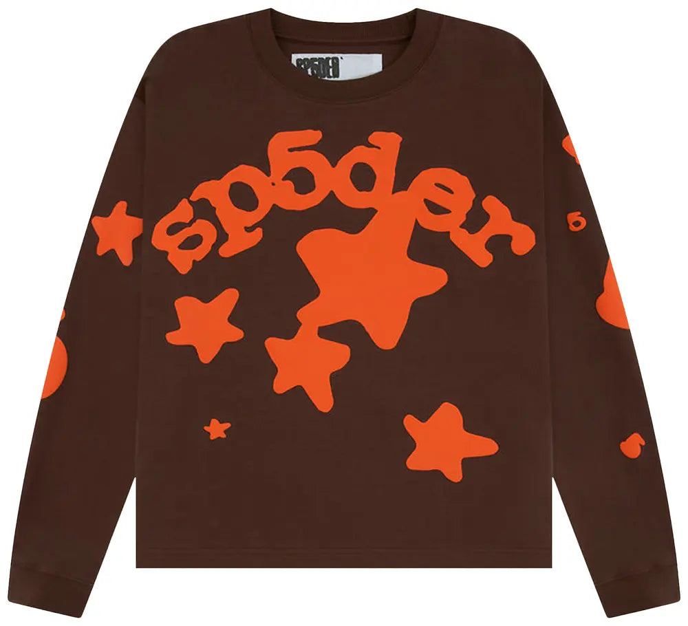 Sp5der Beluga Long-Sleeve HW Tee 'Brown'