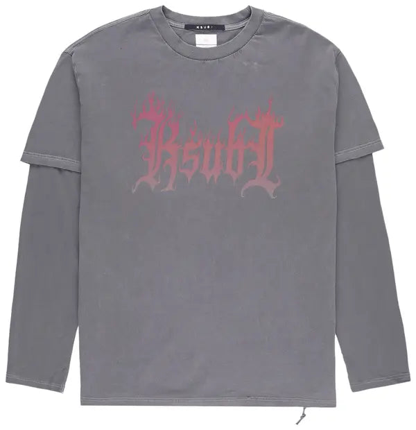 ksubi fuego layered ls tee charcoal