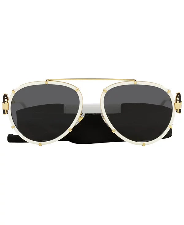 Versace VE 2232 147187 61mm White Metal Sunglasses Grey Lens